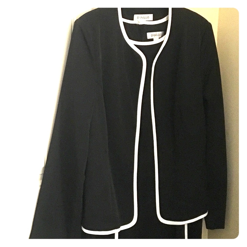 Black & white dress with matching jacket.